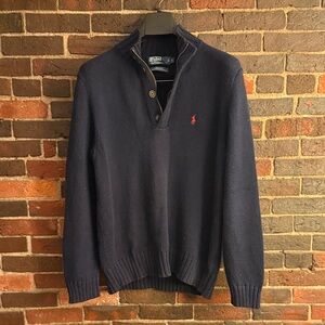 Navy Blue Polo Ralph Lauren Quarter Zip Sweater L